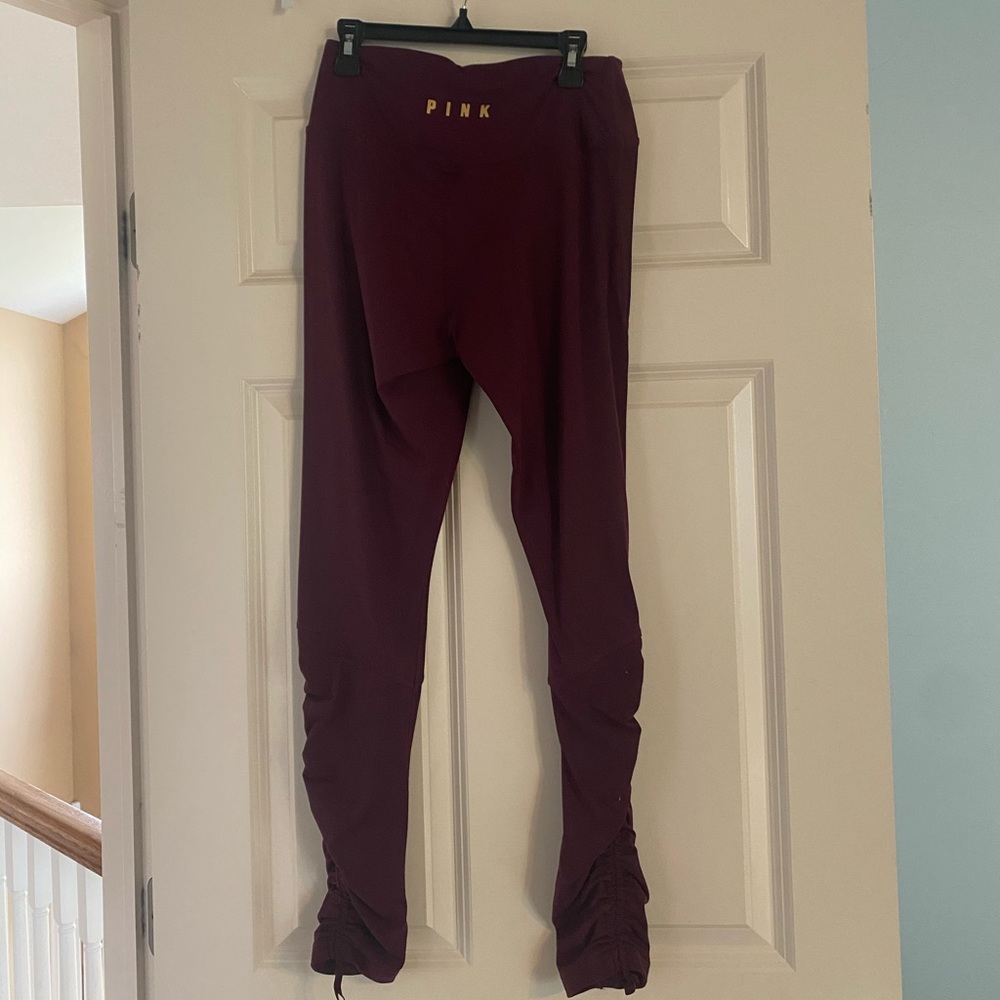 PINK maroon ruched leggings